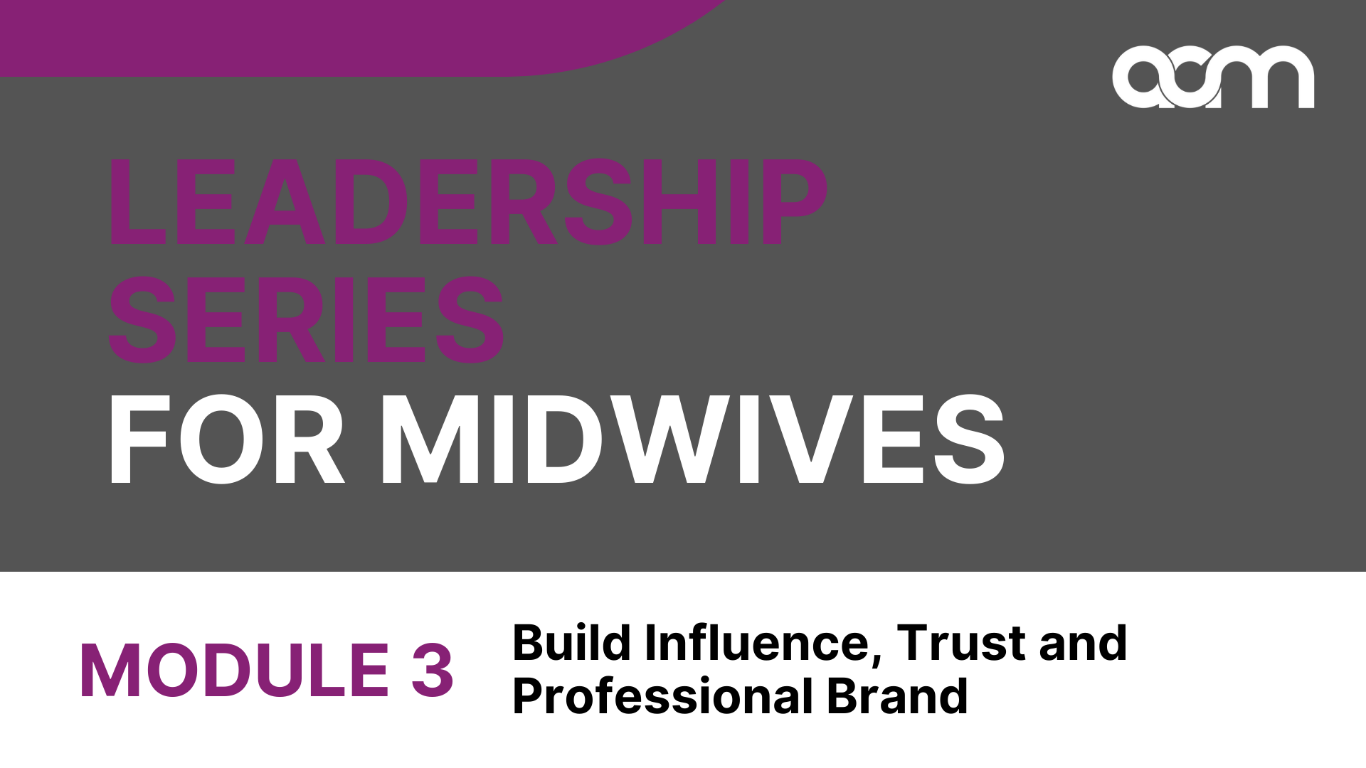 2024 Leadership Series for Midwives - Module 3
